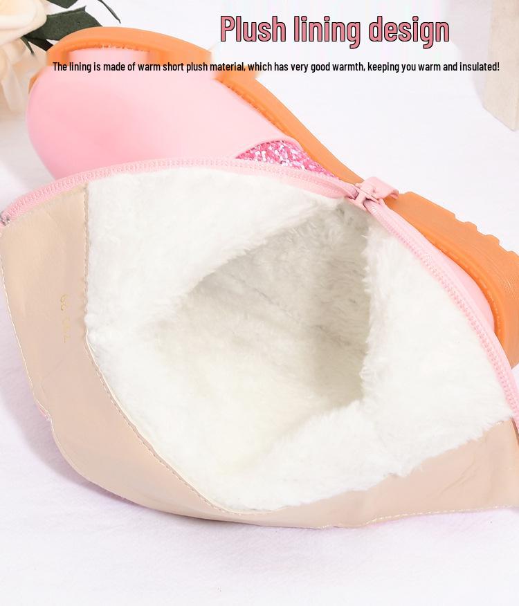 Girls' Elsa Princess Fleece Boots - Warm Winter/Autumn Martin Soft Sole Snow Boots