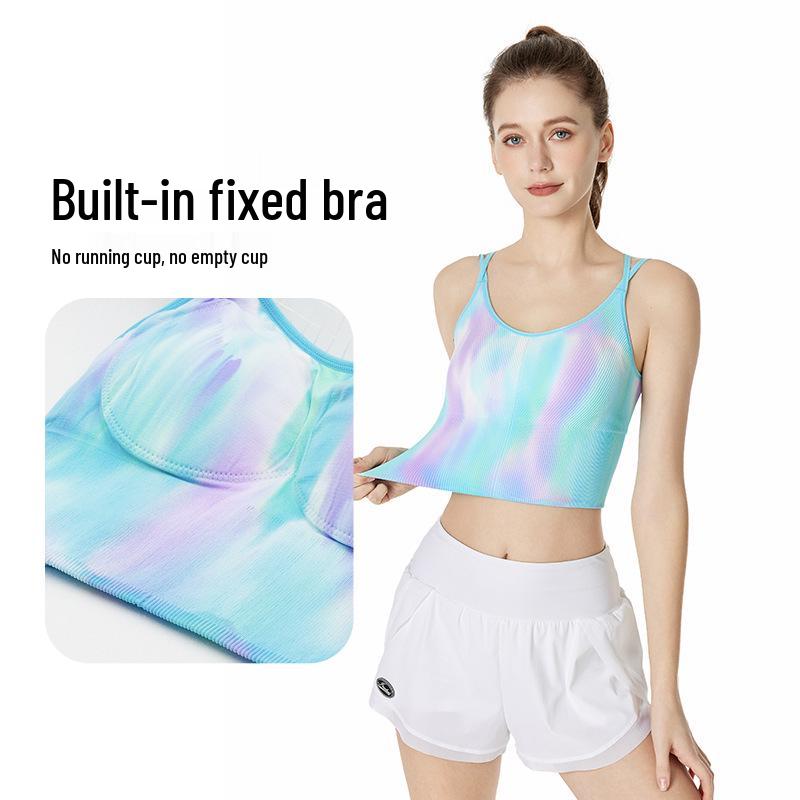 

Lulu Iridescent Tie-Dye Double Strap Yoga Sports Bra Large