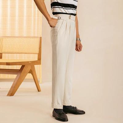 Herren Locker Sitzende Business Casual Hose Gerade Hose Jugendlich Hoch Tailliert Bürohose