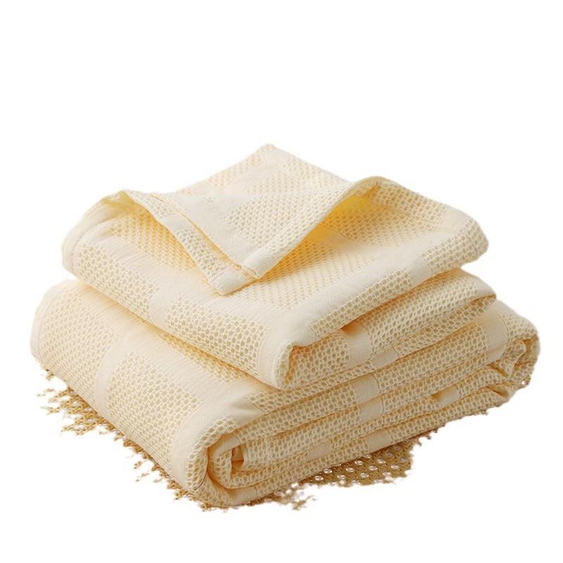 Brangdy Cotton Waffle Gauze Sofa Throw Blanket