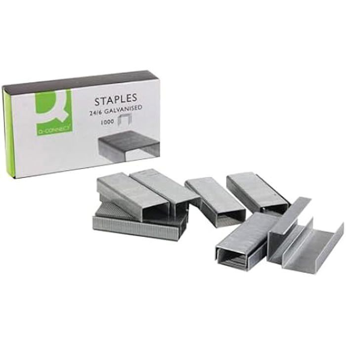 Agrafe - Q-CONNECT - Modèle 24/6 - Galvanisée - Métallique - Assorties