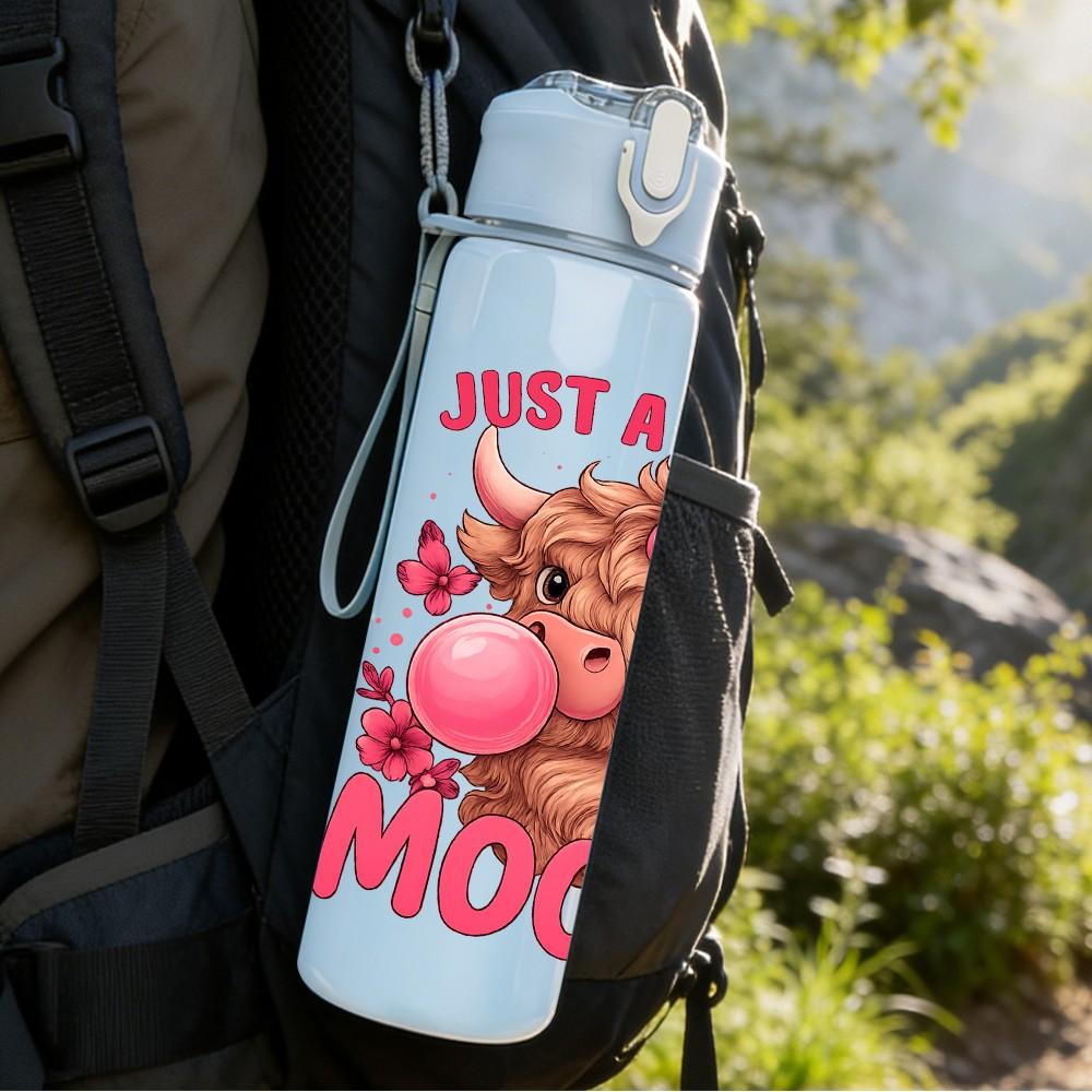 1PC Just A Little Moody Pig Art 750ml Color Plastic Sports Water Bottle Leakproof Flip Straw Lid Suitable for Sports Office Home Use