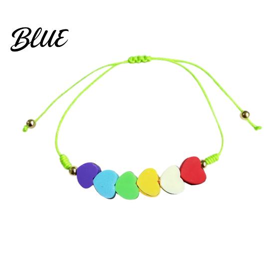 Sweet Aesthetic Hand Ornament Colorful Hearts Bracelet Handmade Braided Cord String Adjustable Fashionable Stackable Bracelet Heart Shaped Clay Beads