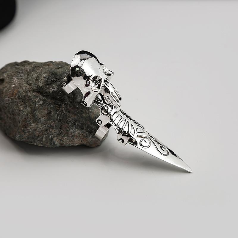 Metal Punk Joint Ring, Exaggerated Personality Spikes Movable Retro Exoskeleton Ring