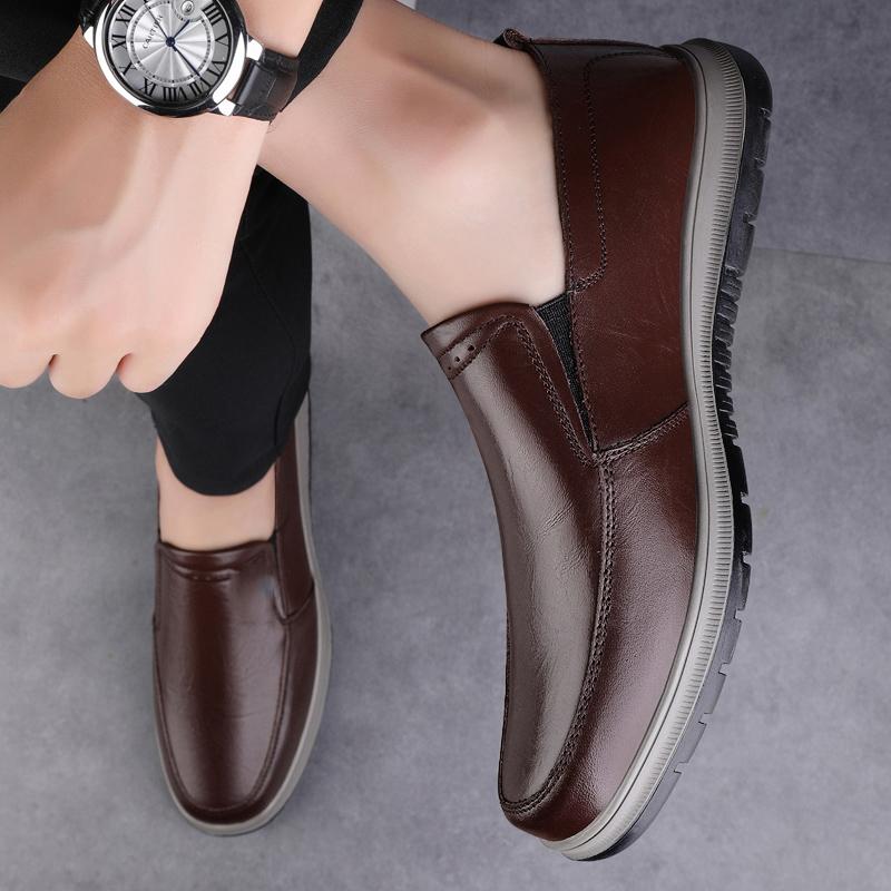 Fashionable Flat Bottomed Soft Comfort Travel Shoes Luxury Brand Genuine Leather Business Shoes High-Quality Mens Casual Loafers