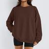 Damen Winter Fleece Tops Langarm Sweatshirt Lässiger Rundhalsausschnitt Pullover Lockerer Schnitt Warme Wintertops