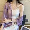 Polo Collar Thin Chiffon Shirt Single Breasted Cardigan Women's Loose Sun Protection Clothing Solid Color Simple Casual Summer