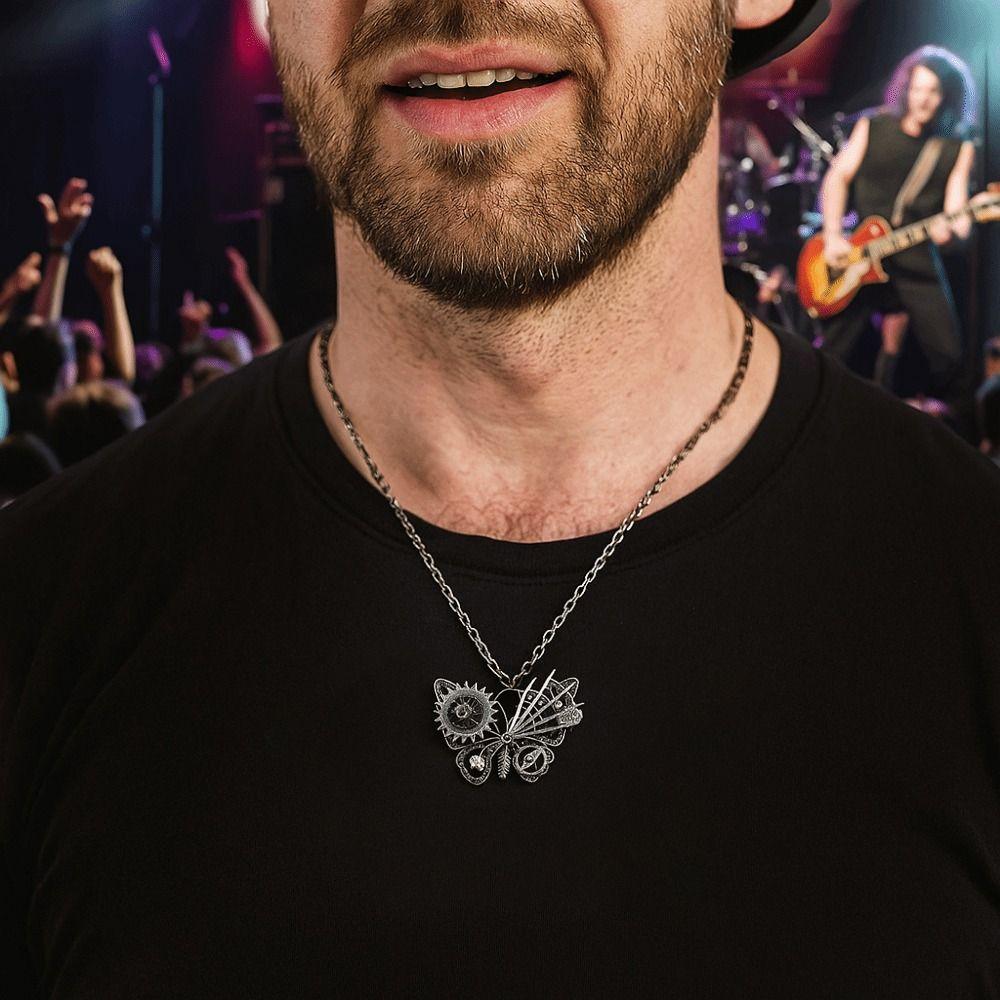Punk Butterfly Pendant Necklace Metal Charm Aesthetic Jewelry Vintage Clavicle Chain