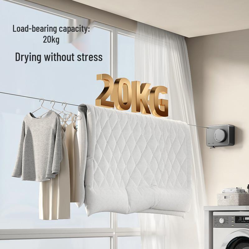 Punch-Free Indoor Retractable Clothesline: Invisible German Steel Wire for Balcony and Bathroom Drying