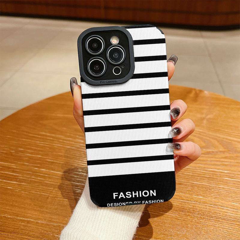 Vertical Grain Leather Simple Design Printed Soft Silicone Phone Case Back Cover with Camera Lens Full Protection for Samsung