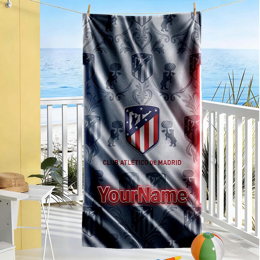 Atletico Madrid Personalized Text Beach Towel Super Soft Microfiber Quickdry Fabric Portable for SwimmingBeachCamping Travel Beach AccessoriesGym