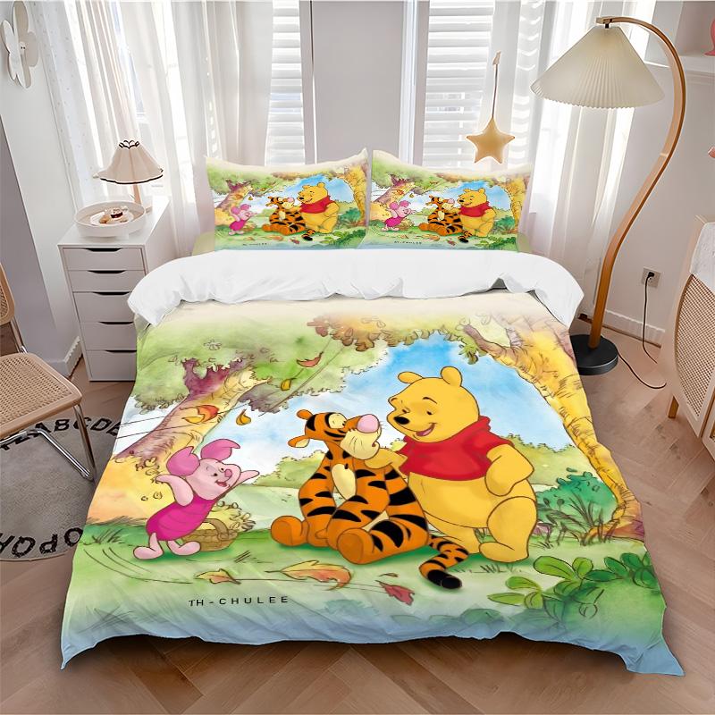Pooh Piglet'S Adventure Print 3Pcs Bedding Setduvet Cover With 2 Bedropillowcase Home Birthday Gift