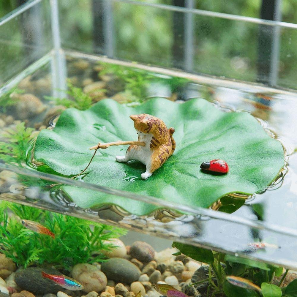 Lotus Leaf Fishing Cat Decoration Miniature Aquarium Landscaping Home Aquarium
