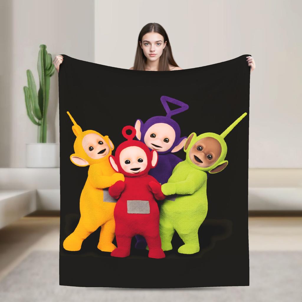 Childrens Cute T-Teletubbies Flannel Blanket Super Soft Throw Blanket for Bedroom Camping Pattern Bedspread Sofa Bed Cover