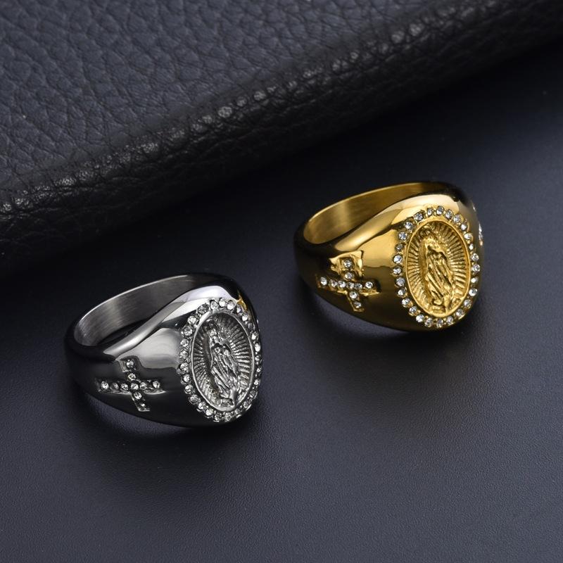 European and American Diamond Jewelry 18K Gold Ring Virgin Mary Women's Ring Accessories 2026