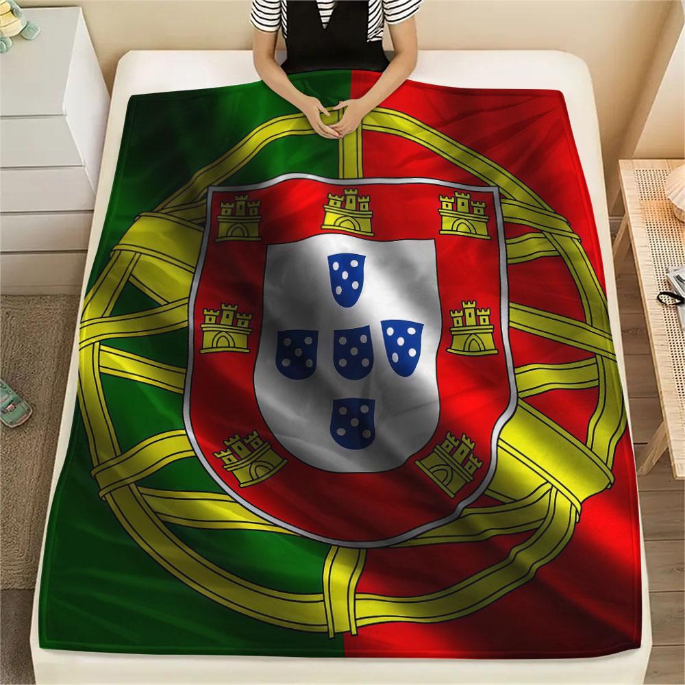 1PC Portugal National Football Team Patterned Flannel Blanket Suitable For All Seasons for Home Decor Warmth and Comfort Gifts Holiday Present