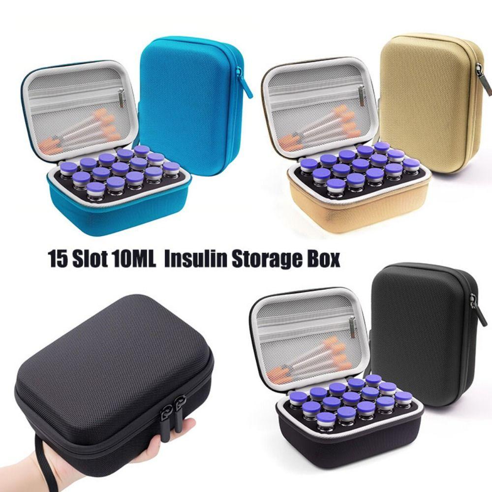 15 Slot Insulin Storage Box Waterproof Essentials Oil Case .Insulin Organizer Diabetes Care