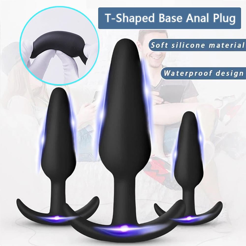 T Shape Anal Plug 3 Sizes Soft Silicone Butt Plug Stimulator Anal Sex Toys Prostate Massager For Men Women