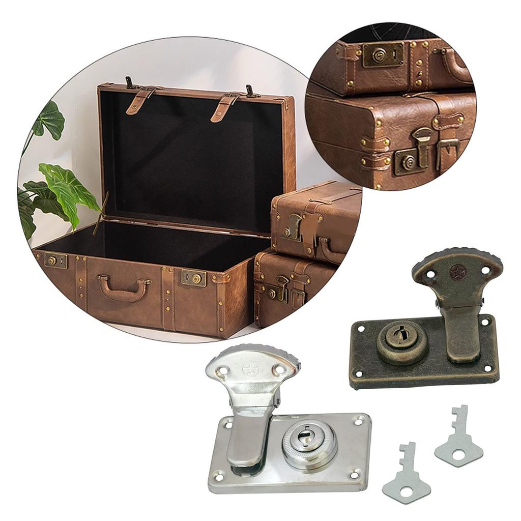 Pack of 4 Antique Styles Bronze Snap Lock Accessory for Jewelry Box Cabinets and Projects Supplies With Key and Screws