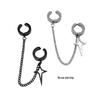 Boys' Star Ear Cuff: Stylish No-Piercing Black Chain with Four-Pointed Star Design, Cool Earring for Women.