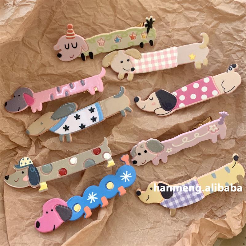 

Новая заколка для волос в виде щенка розового цвета, акриловая заколка для волос с мультяшными животными, зажим в виде утконоса, детские аксессуары для волос для женщин