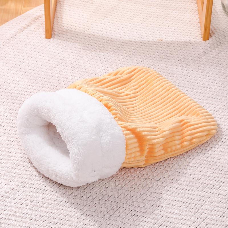 

Cat Sleeping Bag Soft Cuddly Feel Thickened Pet Pocket Type Quilt Bed Soft Comfortable Nest Pet Supplies M 45x35cm жёлтый