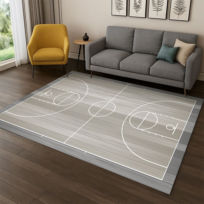 Retro Basketball Court Cartoon Sports Carpet Rug for Bedroom Living Room Sofa Playroom Doormat Home Decor,Kid Area Rug Non-slip