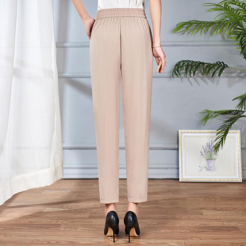 Mom's Summer Thin High-Waisted Elastic Pants - Casual Straight-Leg for Middle-Aged and Elderly Women