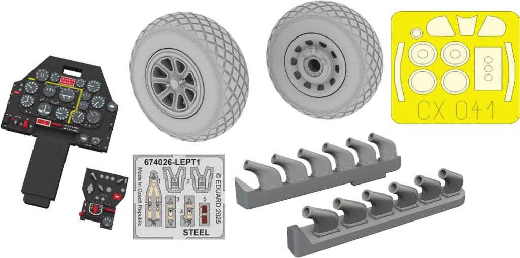 Eduard 1/72 Look Plus Series P-51D Exhaust Pipe Instrument Panel and Parts Set (without Fairing) for Tamiya Plastic Model Kits EDU674036 (Airplane)