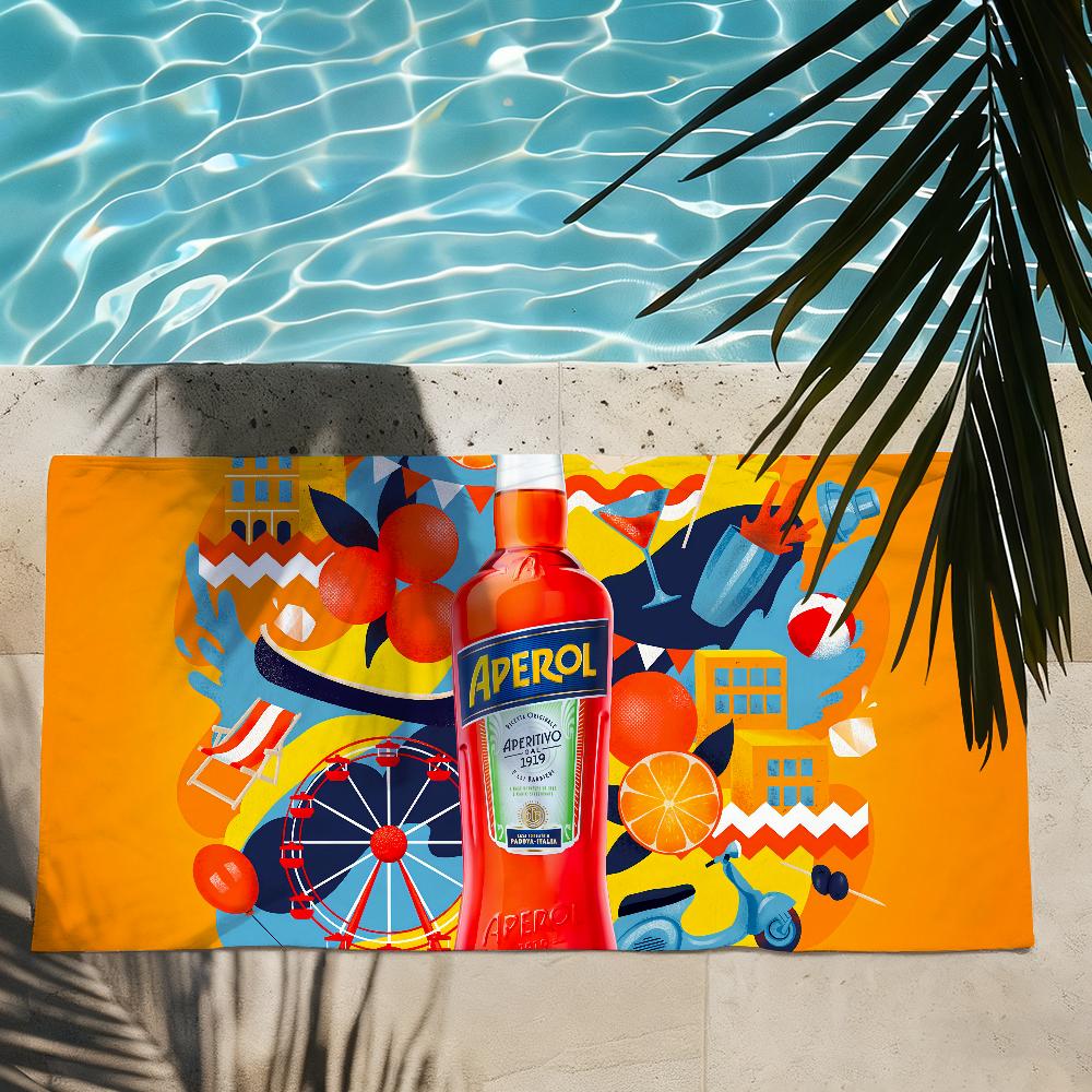 A-Aperol-Spritz Asciugamano Fresco alla Moda Doccia Sauna Viaggio Spa Asciugatura Rapida Accessori Palestra Morbido Grande Asciugamano da Spiaggia