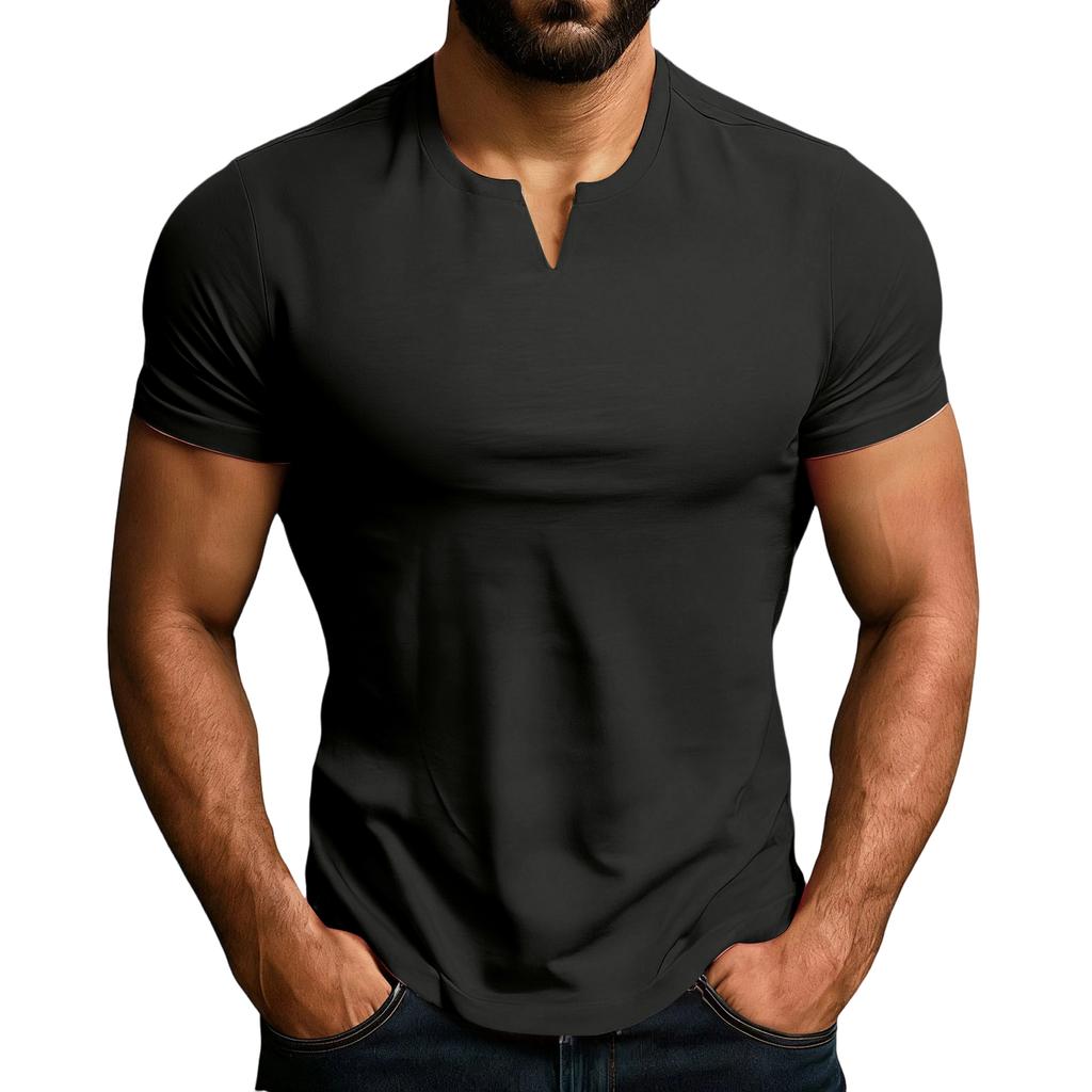 Men's Leisure Exercise Fitness Training Running Little V-Neck T-Shirt