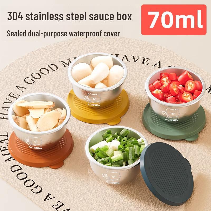 304 Stainless Steel Mini Dipping Sauce Bowl - Korean Style for Soy Sauce, Vinegar, Ketchup, and BBQ