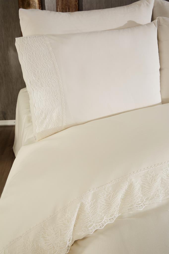 Secil Sada povlaků na přikrývku 6 kusů, povlak na přikrývku 200x220, prostěradlo 240x260 bavlněná látka, plná velikost, krémová dvojitá velikost