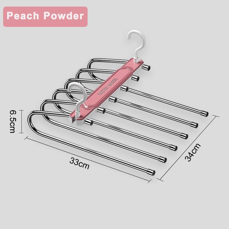 

6 in 1 Pants Hanger Multi-functional Foldable Holder Closet Organizer Trouser Storage Stainless Steel Adjustable Clothes Rack