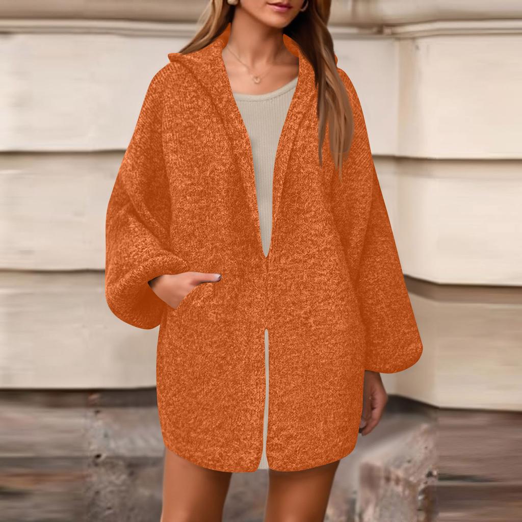 Women's Casual And Fashionable Knitted Hooded Cardigan
