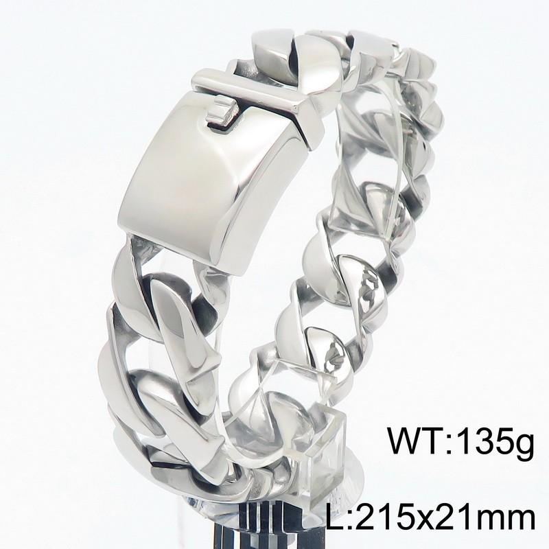 

Massive Men s Stainless Steel Cuban Chain Bracelet for Man Classic 21MM Width Vacuum Plated Chunky Link Bracelets Never Fade 21.5CM серебряный