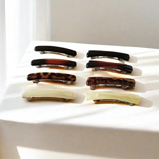 4Pcs French Style Hairpins Tortoiseshell Design Women Hair Clips with Metal Springs Lightweight Hair Accessories