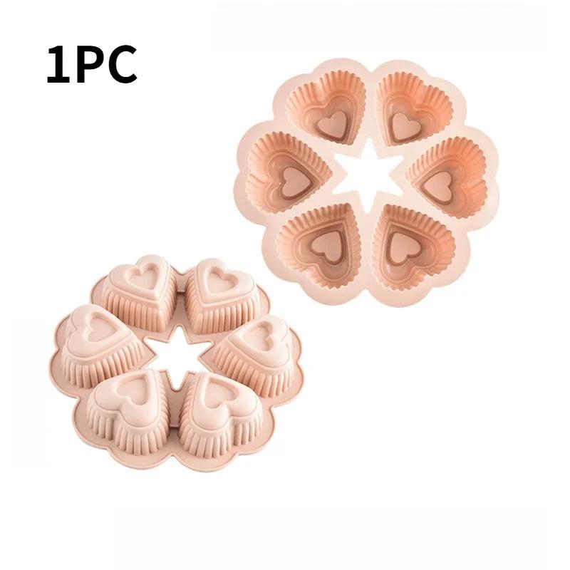 1PC 6-Link Love Shaped Horseshoe Cake Mold Handmade Chocolate Cookie Mould Easy Release Baking Supplies
