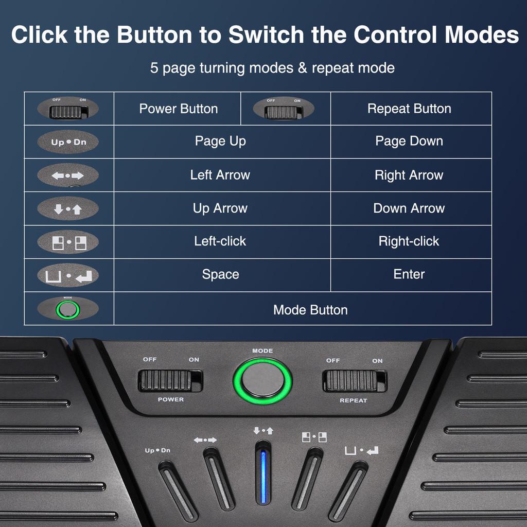 Multifunction Bluetooth Foot Page Turner Phone IPad Tablets Rechargeable Instruments App Controller Wireless Page Turner Pedal