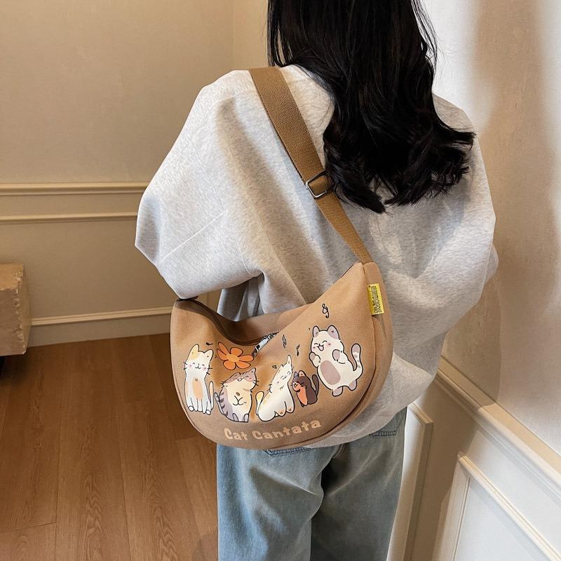 Canvas bag large capacity new student dumpling bag niche casual versatile bag messenger bag female