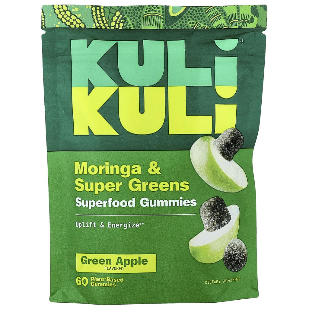 Superfood Gumídky, Moringa & Super Greens, Zelené jablko, Zeleninové gumídky 60 kusů