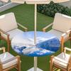Outdoor Round Table Cover With Nature Print Waterproof Elastic Hem Patio Garden Deck
