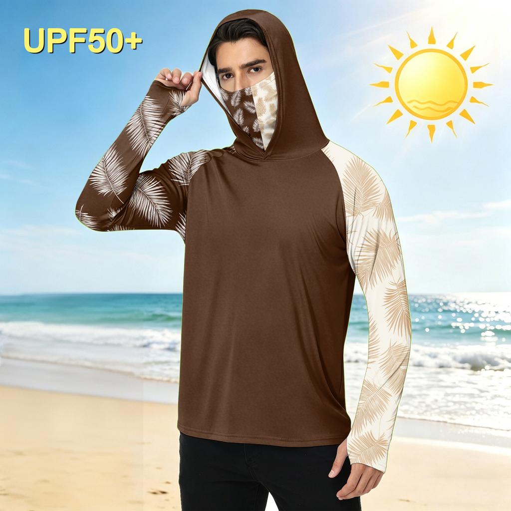 Heren Casual Outdoor Hawaiiaanse Print Hoodie Lange Mouw Zonbescherming Shirt Lichtgewicht Ademend Sneldrogend Stof voor de Zomer