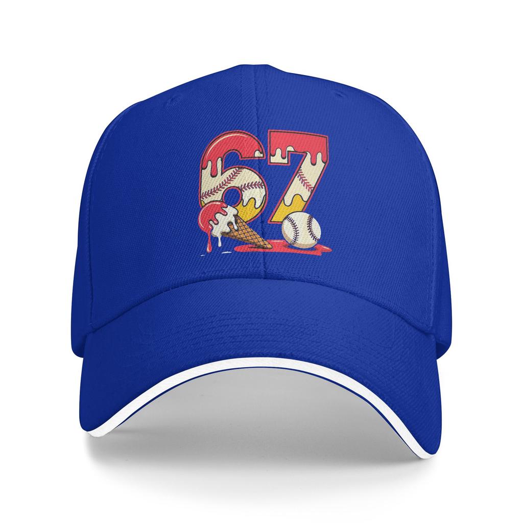 Baseball Drip 67 Cool Player Number 67 Ice Cream Drip Sun Baseball Cap Summer Fashion Hip Hop Hats For Men Skate Snapback Cap