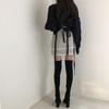 Retro V-Neck Knit Sweater with Back Tie – Stylish Autumn/Winter Women's Fashion