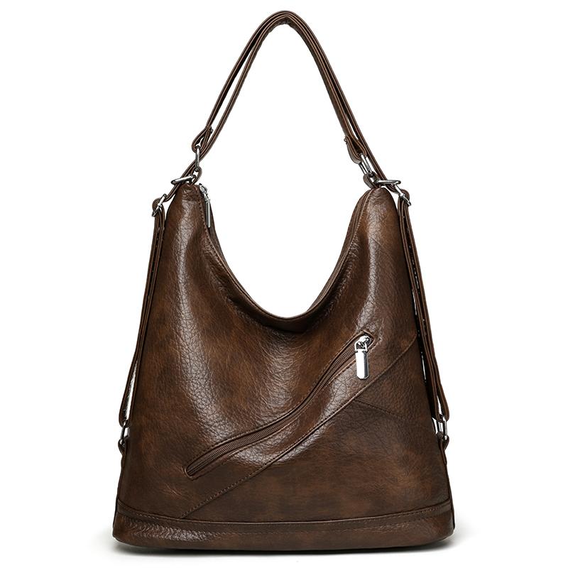 Vintage PU Leather Multifunctional Women Backpack Large Capacityf Commute Female Shoulder Crossbody Bags Travel School Backpacks