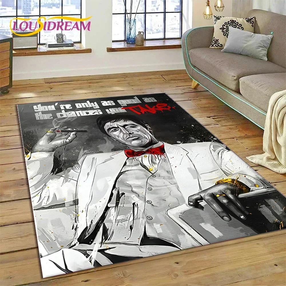 Scarface Tony 3D Printing Movie Carpet Rug for Bedroom Living Room Home Sofa Decoration,Children Game Large Decor Floor Mat Gift