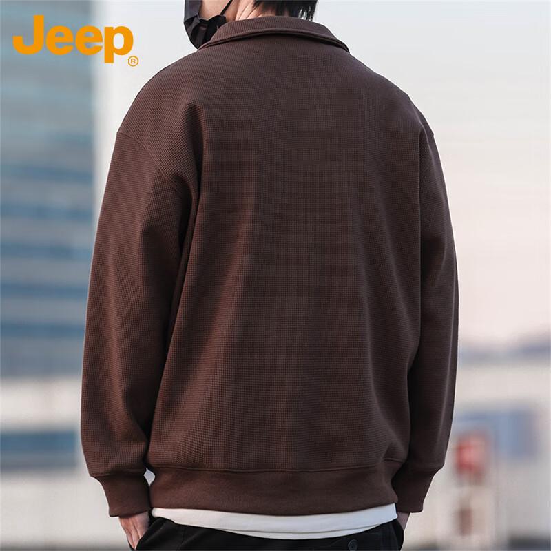 JEEP Men's American Retro Waffle Knit Polo Sweatshirt