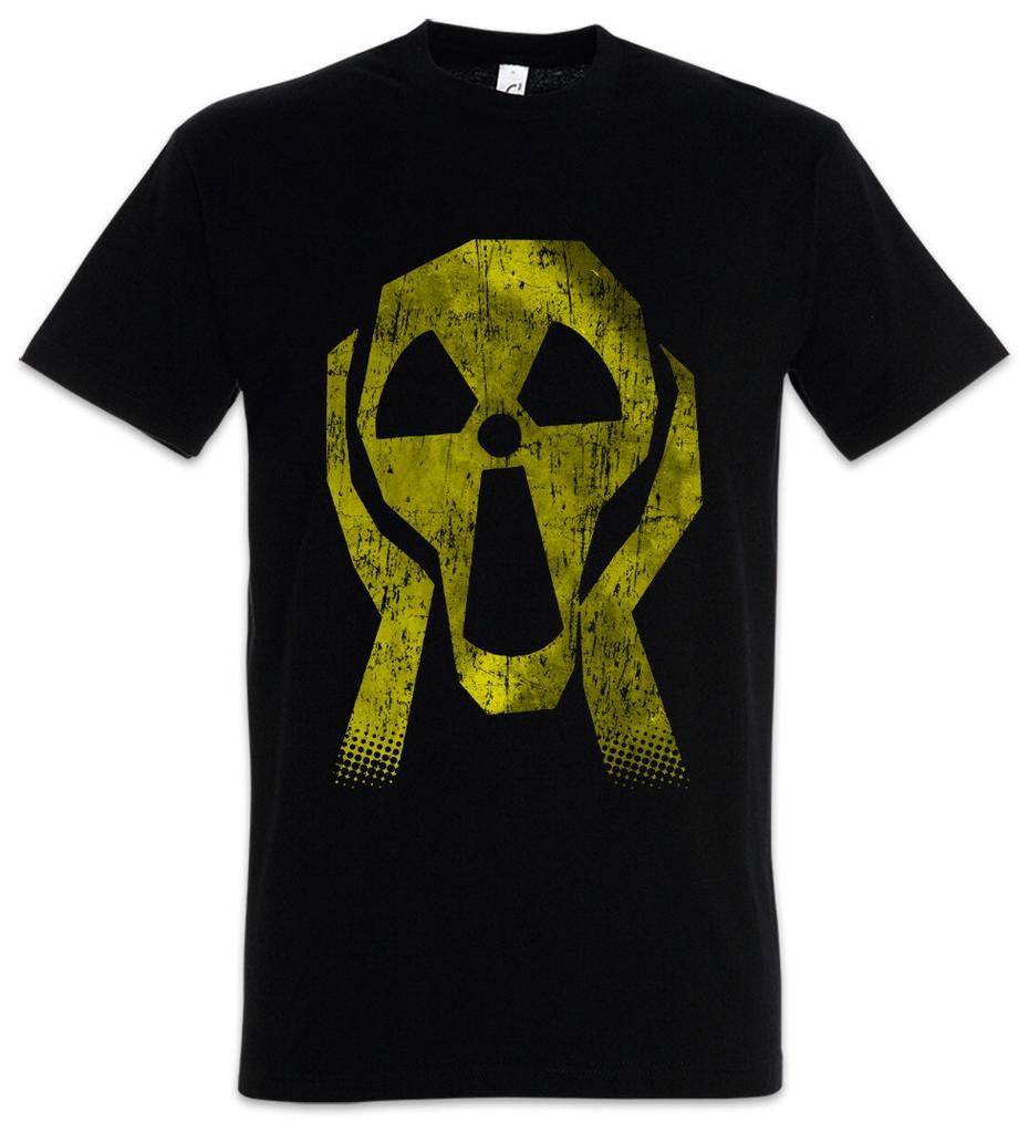 Radioaktives Gesicht T-Shirt Herren Damen T-Shirts Oberteil Strahlung Vorsicht Gefahr Kernkraft Kernkraftwerk