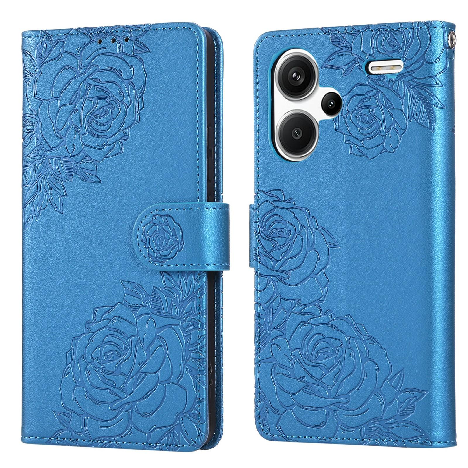

Для Xiaomi Redmi Note 13 Pro+ 5G Чохол Гаманець з PU шкіри з малюнком троянди, з 3 слотами для карток Blue